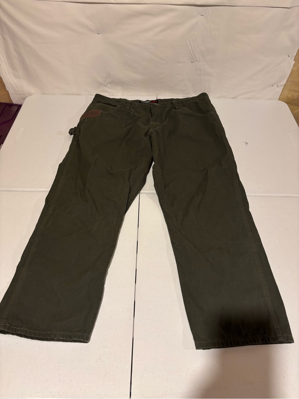 Wrangler Riggs Workwear Olive Green Carpenter Utility Work Pants Men’s 42x30